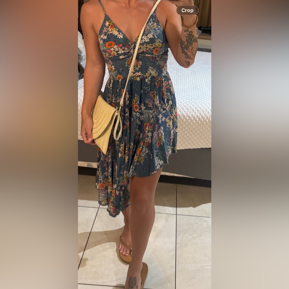 Angie Floral Dress in Blue and Orange